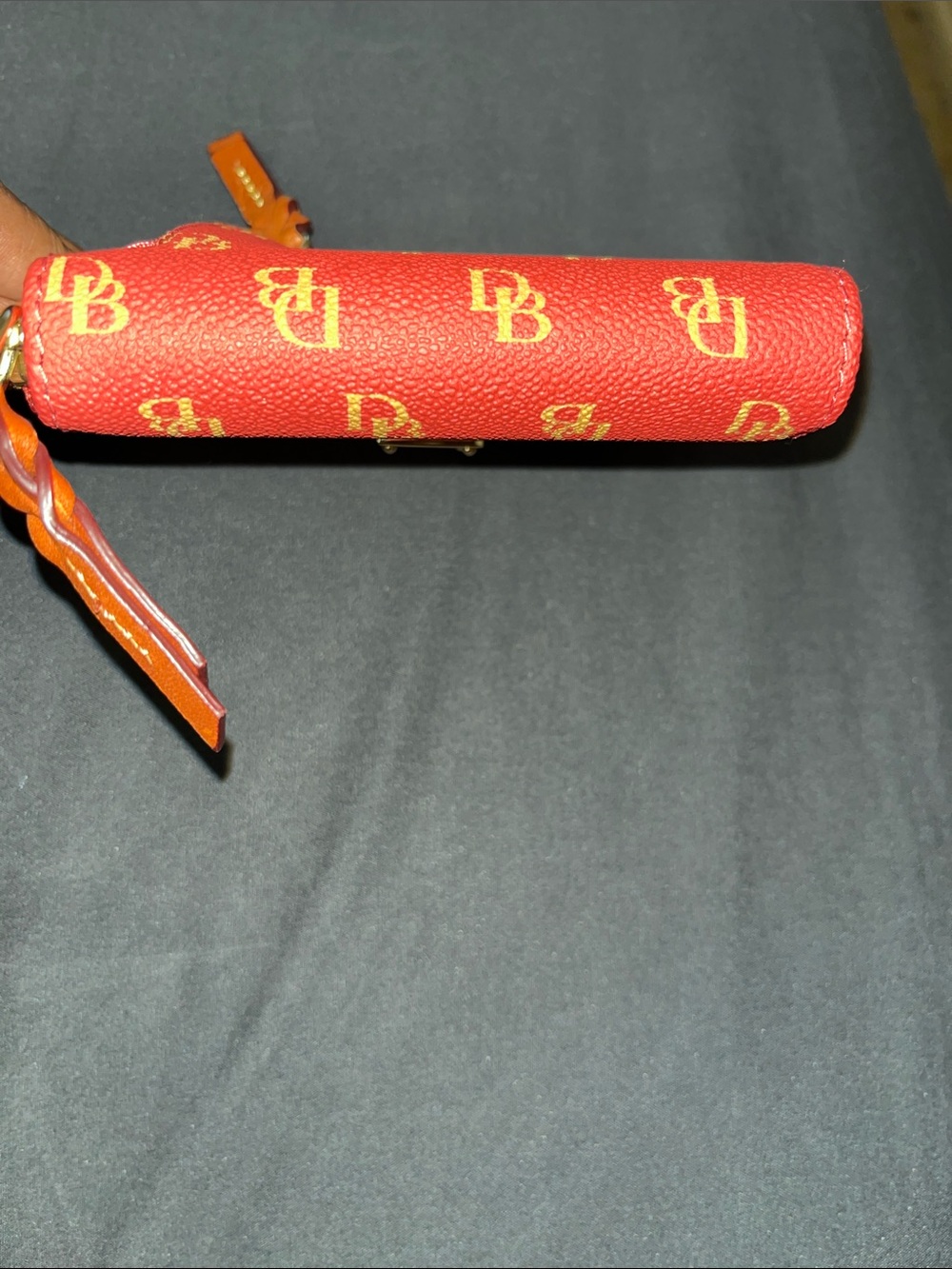 Red / Wine Color Dooney &Bourke Logo-Print Compact Wallet with Zip Pocket - Picture 4 of 4